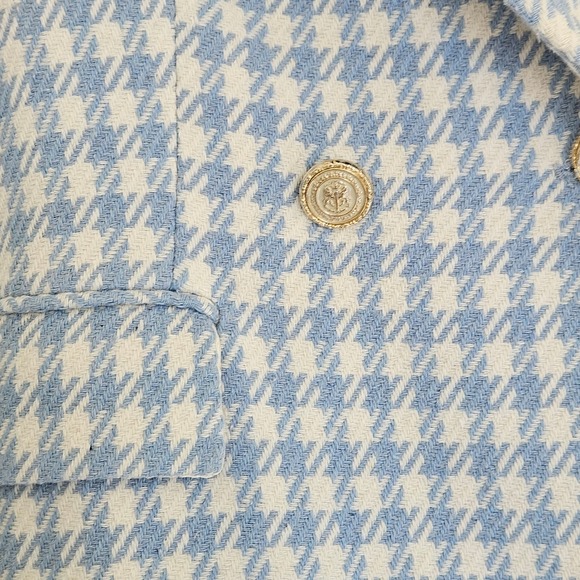 Zara Double-Breasted Blazer‎ Jacket in Blue Check Plaid Princess Kate Sz XS - Picture 7 of 16